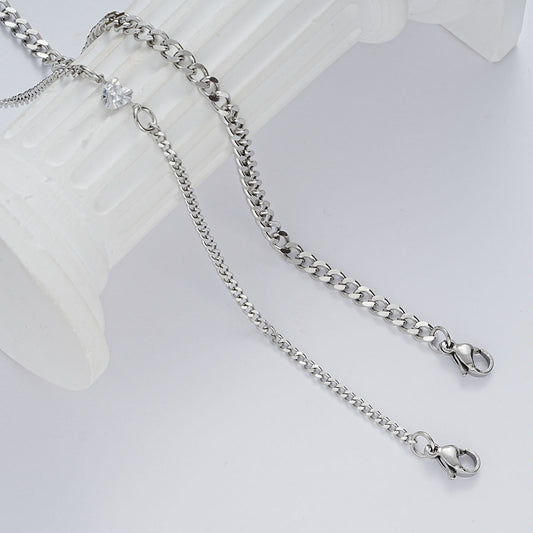 2PCS Stainless Steel Couple Bracelet Set with Crystal Heart,  for Men Women Permanent Bracelet Touch Bracelets for Couples